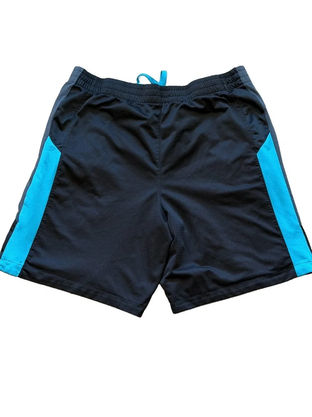 Men's Black Athletic Shorts with Blue Side Panels
